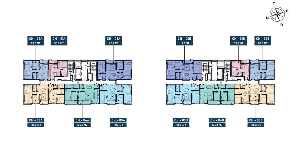 Mặt bằng tầng 5, 7, 9, 13, 15, 17